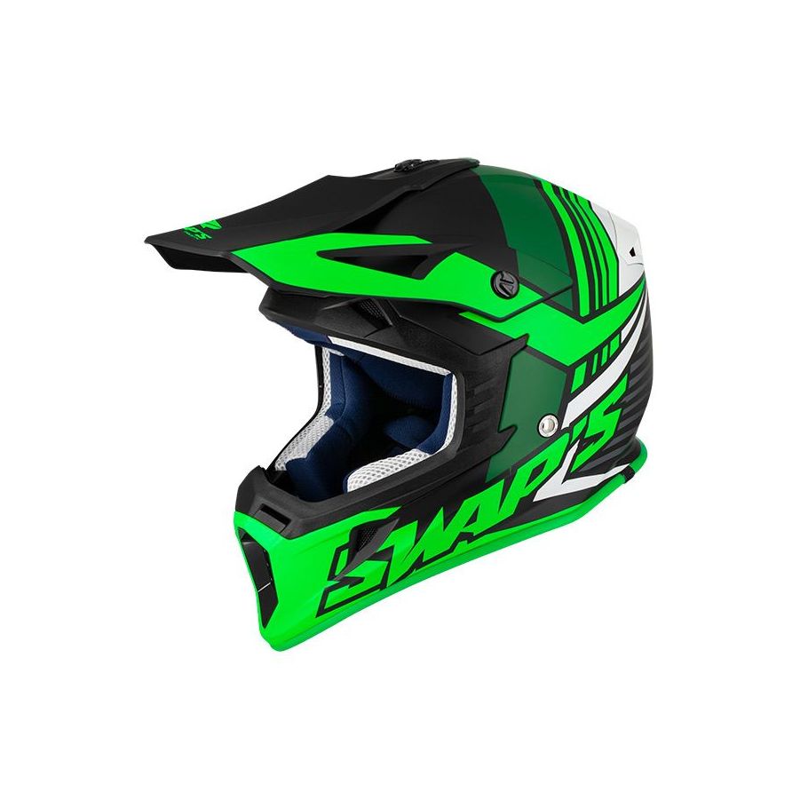 Casco Cross SWAPS S818 Blur Negro / Verde Mate