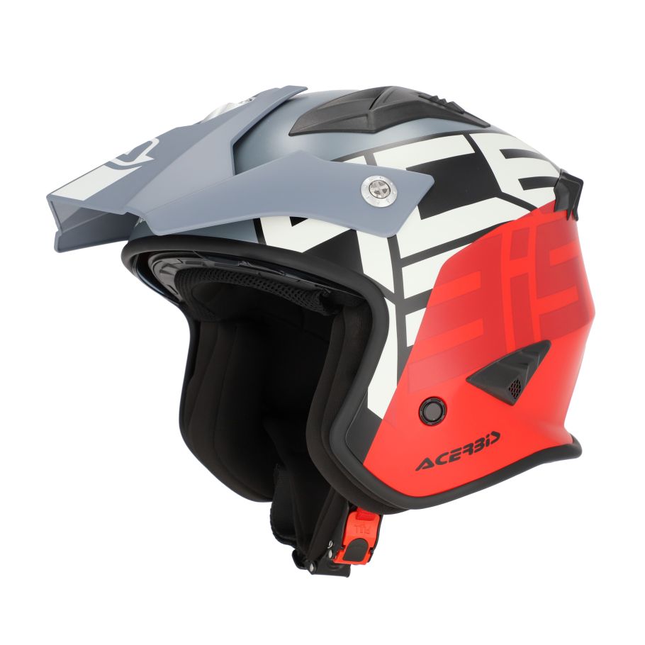 Casco Motocicleta Jet ACERBIS Aria Sport Gris-Rojo