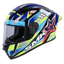 Casco Integral SMK Stellar Sport Uno Negro Mate/Azul/Amarillo