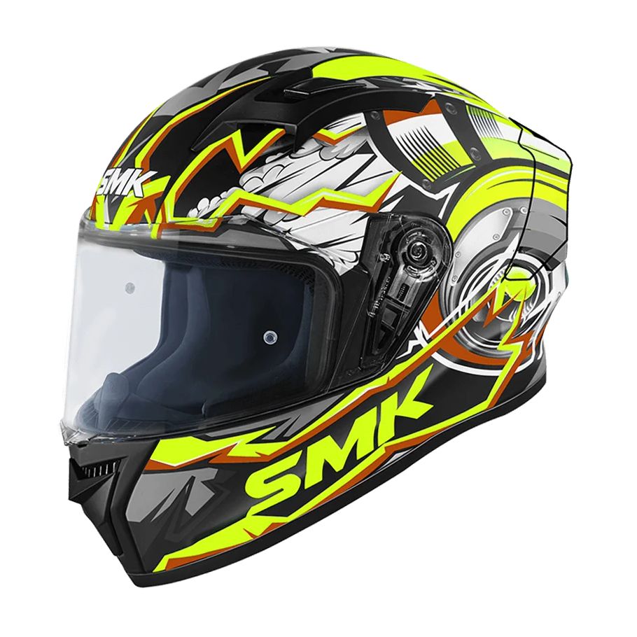 Casco Integral SMK Stellar Turbo Neg. Br./Amarillo/Gris