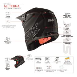 Casco Cross SMK Allterra X-Aces Gris/Negro/Naranja, TS